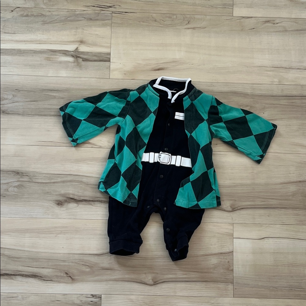 Green and Black Argyle Baby Romper